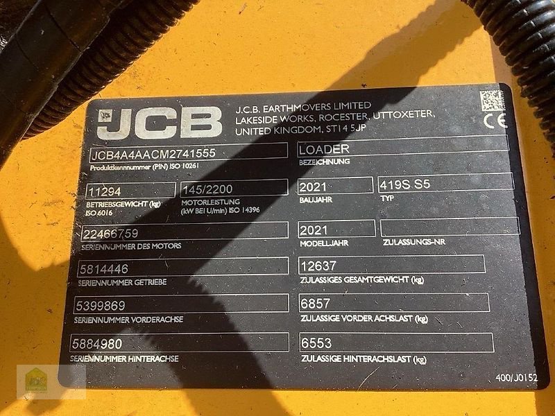 Radlader des Typs JCB 419S S5, Gebrauchtmaschine in Salsitz (Bild 8)