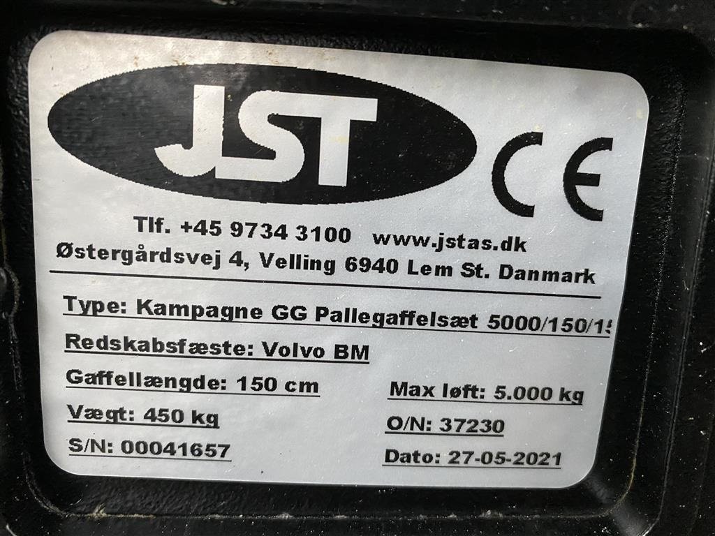 Radlader typu JST Pallegafler 5 TONS MED VOLVO BM BESLAG! FABRIKSNY!, Gebrauchtmaschine w Nørager (Zdjęcie 6)