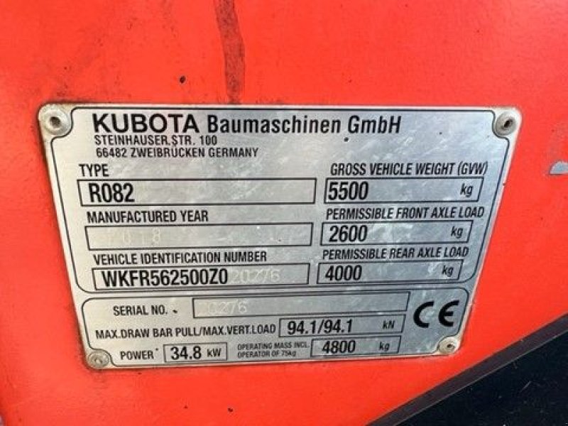 Radlader des Typs Kubota R082, Gebrauchtmaschine in Lunteren (Bild 9)