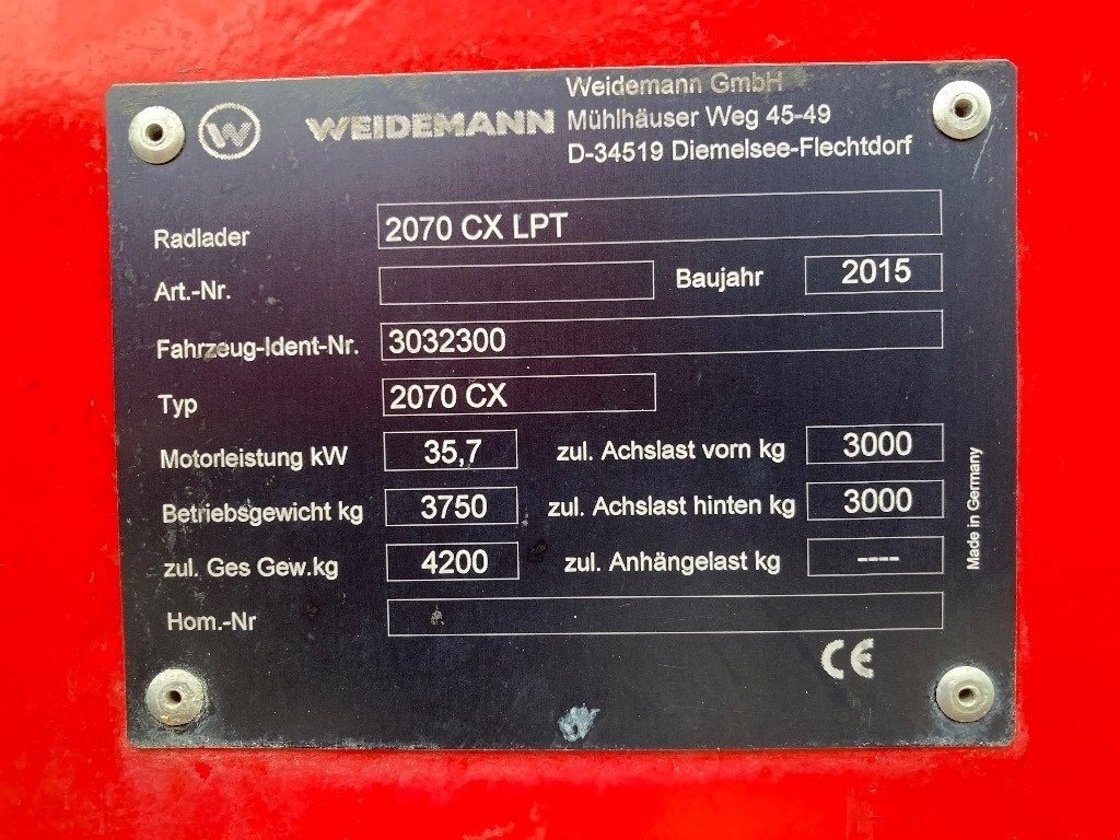Radlader от тип Sonstige Weidermann 2070 CX, Gebrauchtmaschine в Vrå, Frejlev, Hornslet & Ringsted (Снимка 7)
