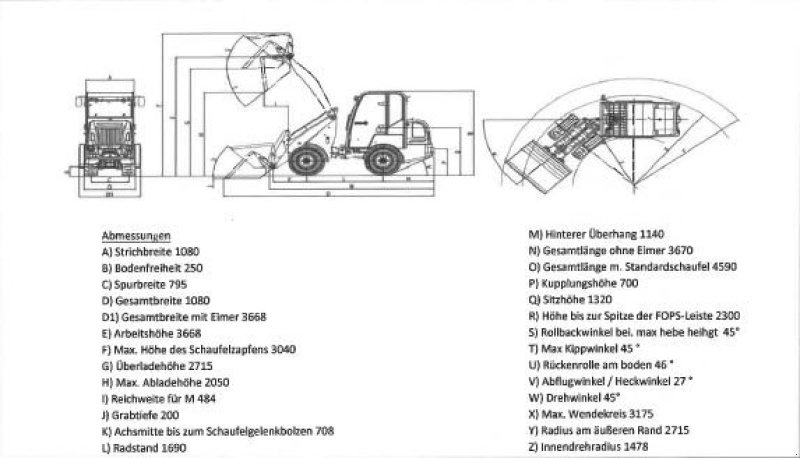 Radlader des Typs Toyo 841 Bügel Stage V 310cmHubmast Kubota-Motor, Neumaschine in Schutterzell (Bild 2)