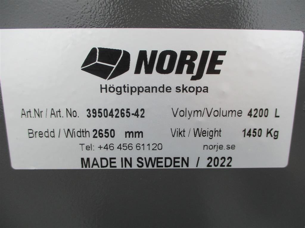Radlader a típus Volvo HØJTIPSKOVL 4,2 m3 265cm bred og vendbar bolt-on skær, Gebrauchtmaschine ekkor: Lintrup (Kép 5)