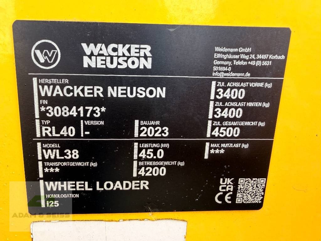 Radlader des Typs Wacker Neuson WL38, Gebrauchtmaschine in Neudrossenfeld (Bild 22)