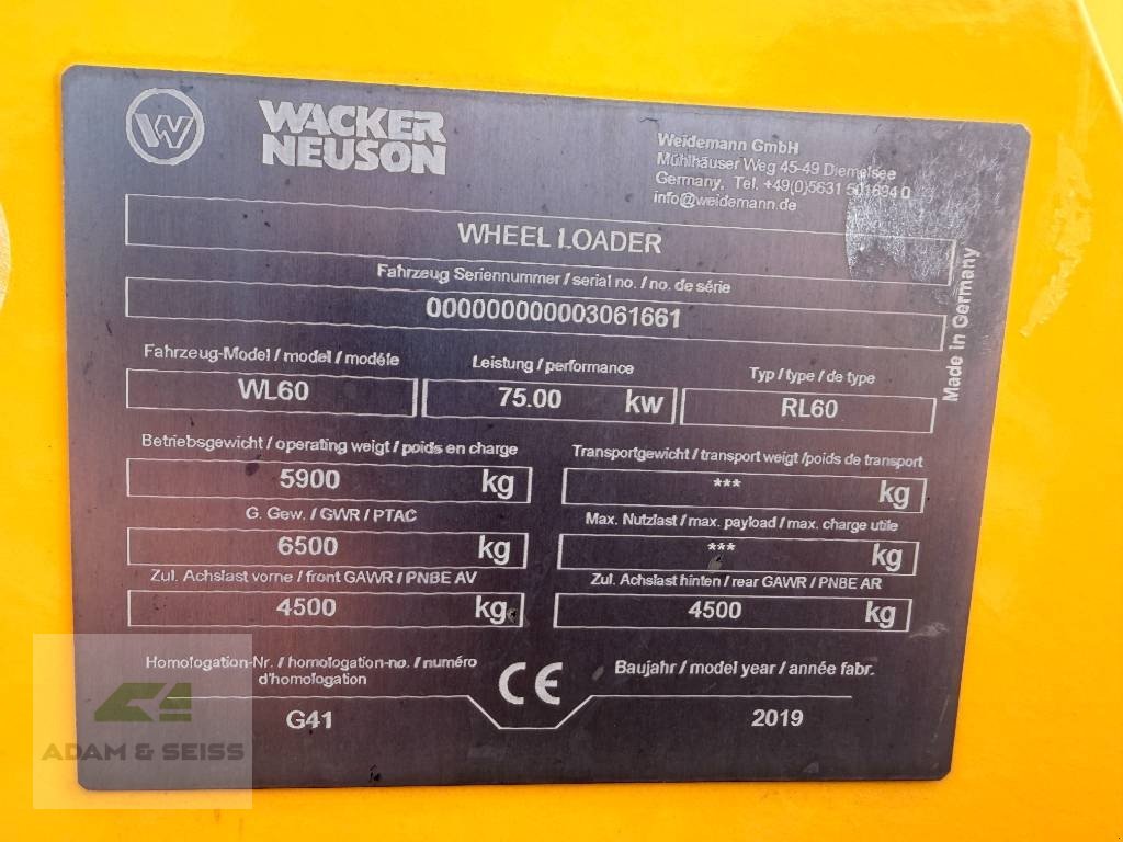 Radlader типа Wacker Neuson WL60, Gebrauchtmaschine в Neudrossenfeld (Фотография 21)