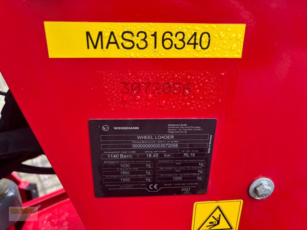 Radlader tip Weidemann  1140 inkl. Greifschaufel / Palettengabel / Schaufel, Gebrauchtmaschine in Ahaus (Poză 12)