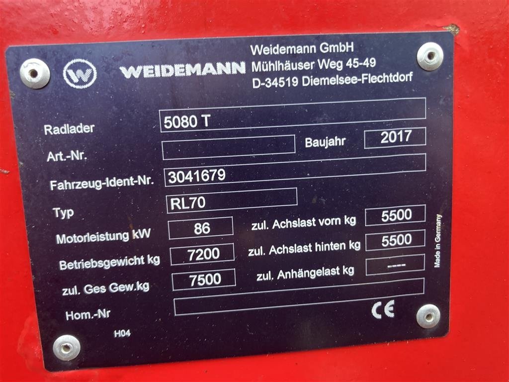 Radlader del tipo Weidemann  5080T, Gebrauchtmaschine en Bredsten (Imagen 14)