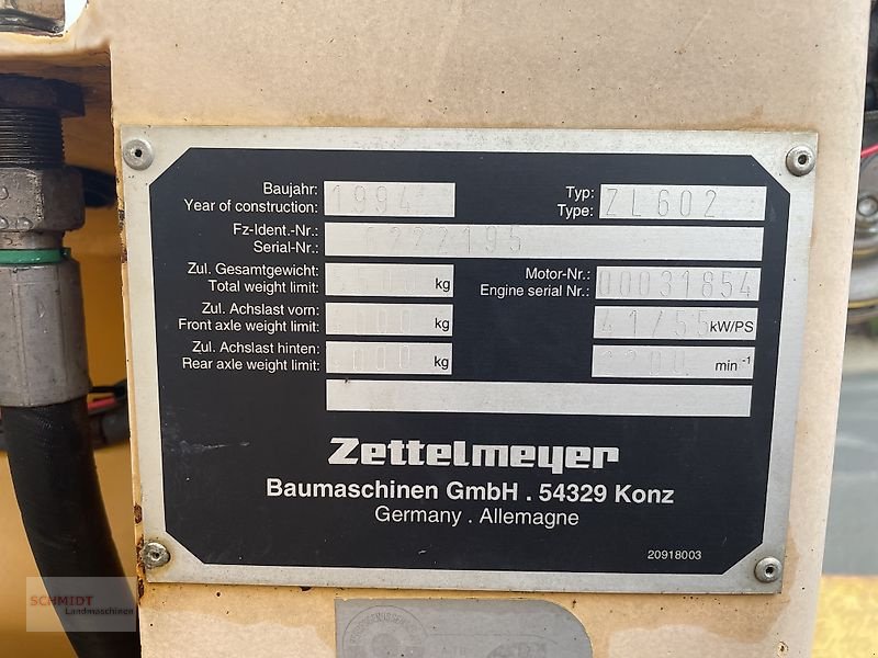 Radlader типа Zettelmeyer ZL 602, Gebrauchtmaschine в Obernholz  OT Steimke (Фотография 7)