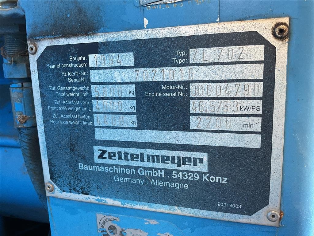 Radlader des Typs Zettelmeyer ZL 702, Gebrauchtmaschine in Varde (Bild 5)