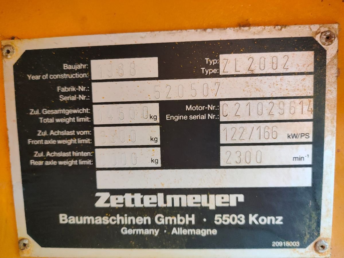Radlader des Typs Zettelmeyer ZL2002, Gebrauchtmaschine in Gabersdorf (Bild 10)