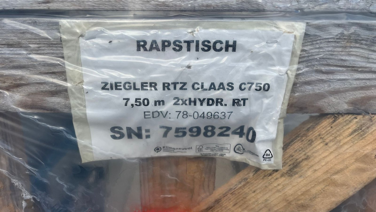 Rapsschneidwerk des Typs Ziegler Raps fortssats, Raps bord ,rapeseed harvesting equipment,  Rapstrennern 7500mm bord til Claas C750, Gebrauchtmaschine in Lintrup (Bild 2)