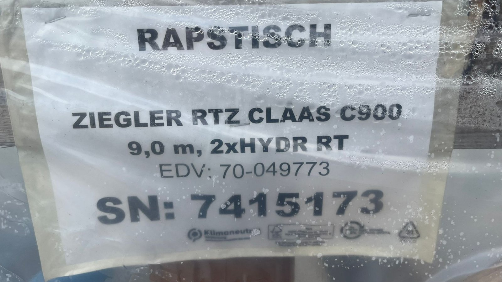 Rapsschneidwerk des Typs Ziegler Raps fortssats, Raps bord ,rapeseed harvesting equipment,  Rapstrennern 9000mm bord til Claas C900, Gebrauchtmaschine in Lintrup (Bild 10)