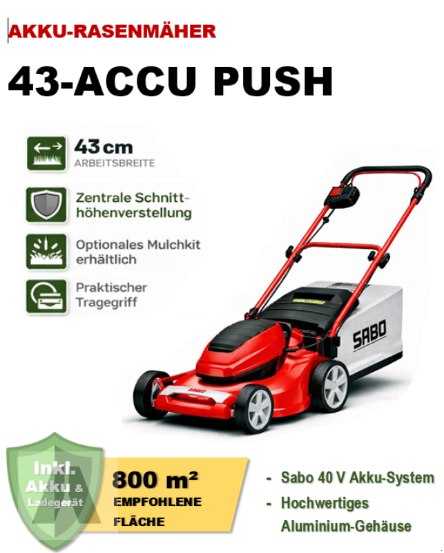 Rasenmäher Türe ait Sabo 43-Accu Push, Neumaschine içinde Soyen (resim 1)