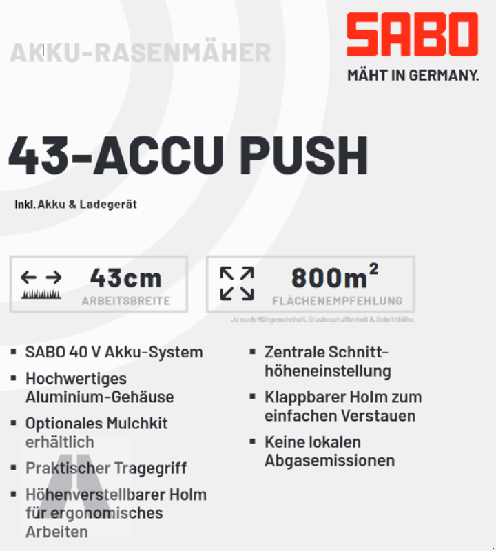 Rasenmäher Türe ait Sabo 43-Accu Push, Neumaschine içinde Soyen (resim 2)