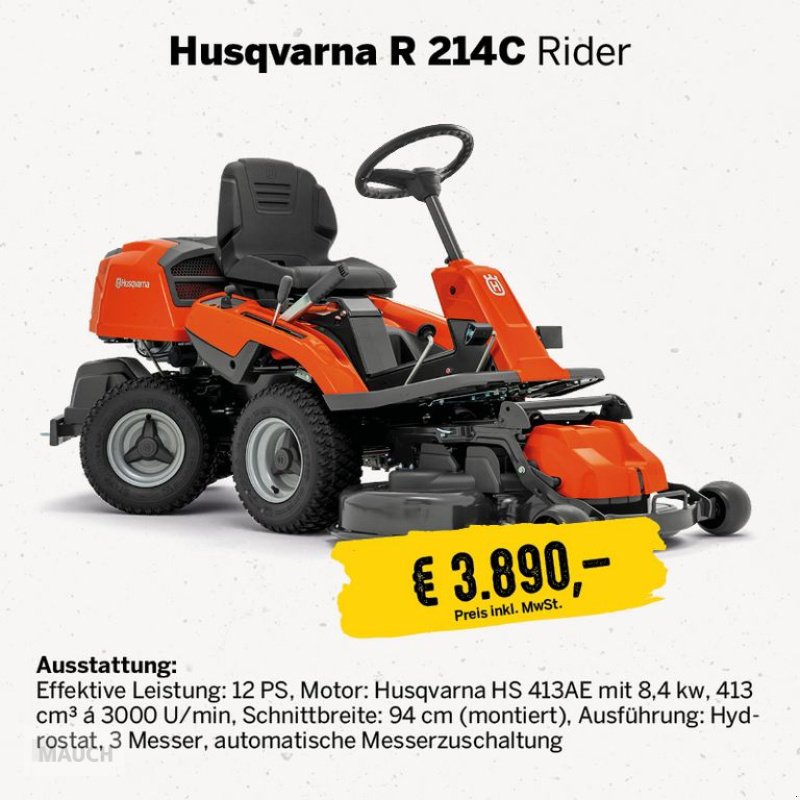 Rasentraktor des Typs Husqvarna Rider 214C ab 109,99€ im Monat, Neumaschine in Burgkirchen (Bild 17)