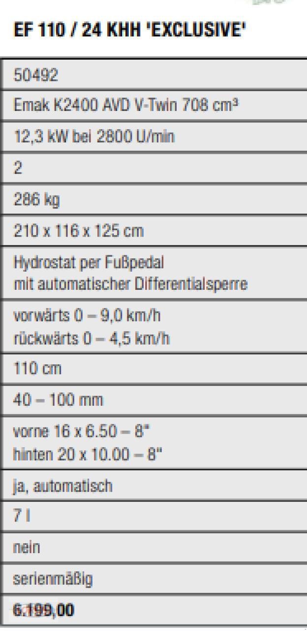 Rasentraktor des Typs Sonstige Efco EF110/24 KHH Exclusive, Neumaschine in Trochtelfingen (Bild 5)
