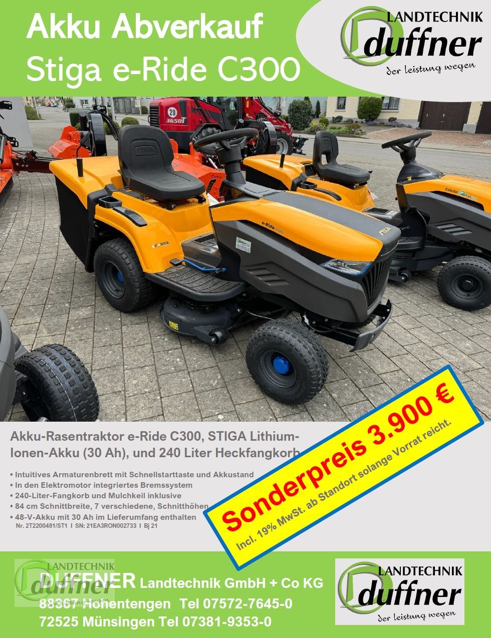 Rasentraktor des Typs Stiga Stiga e-Ride C300, Neumaschine in Hohentengen (Bild 1)
