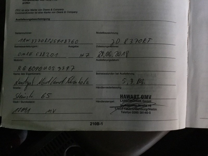 Raupentraktor typu John Deere 8370RT MY18 e23 40, Gebrauchtmaschine v Neubrandenburg (Obrázek 16)