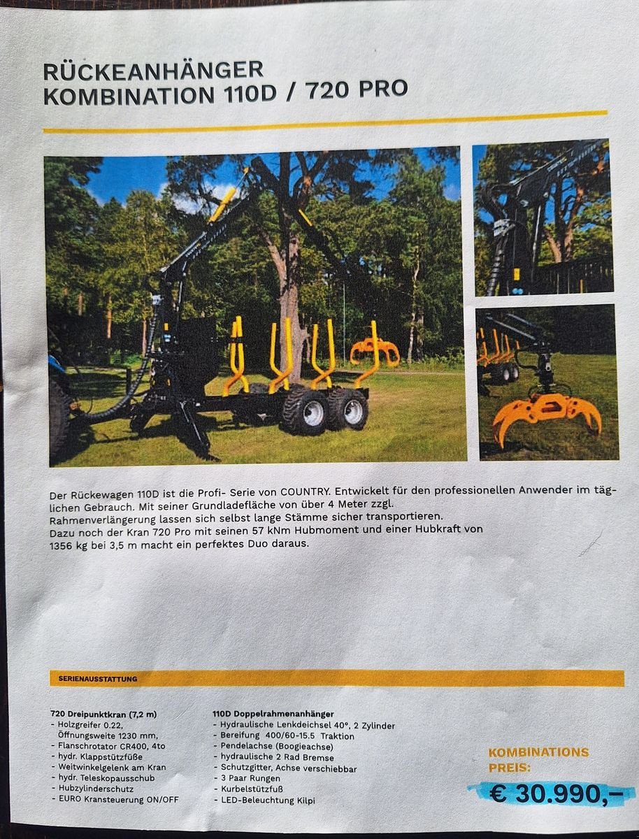 Rückewagen & Rückeanhänger typu Country C720/T110D - 4 WD Reibrollenantrieb Neuwertig, Vorführmaschine v Burgkirchen (Obrázek 9)