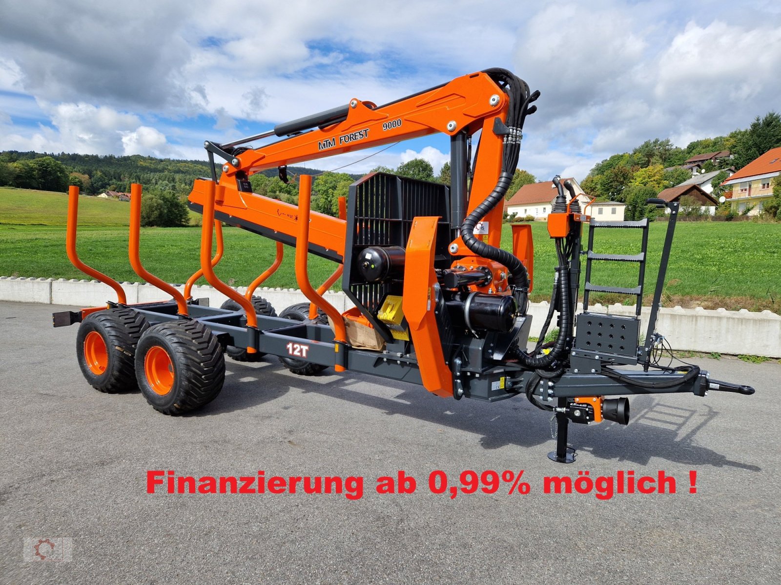 Rückewagen & Rückeanhänger typu MTM 12T 12to 9,80m Kran hydr. Vorgesteuerte Steuerung Druckluft Doppelrohrrahmen, Neumaschine v Tiefenbach (Obrázek 1)