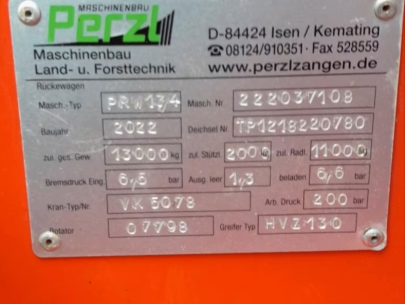 Rückewagen & Rückeanhänger du type Perzl PRW 13-4, Gebrauchtmaschine en Seubersdorf-Wissing (Photo 8)