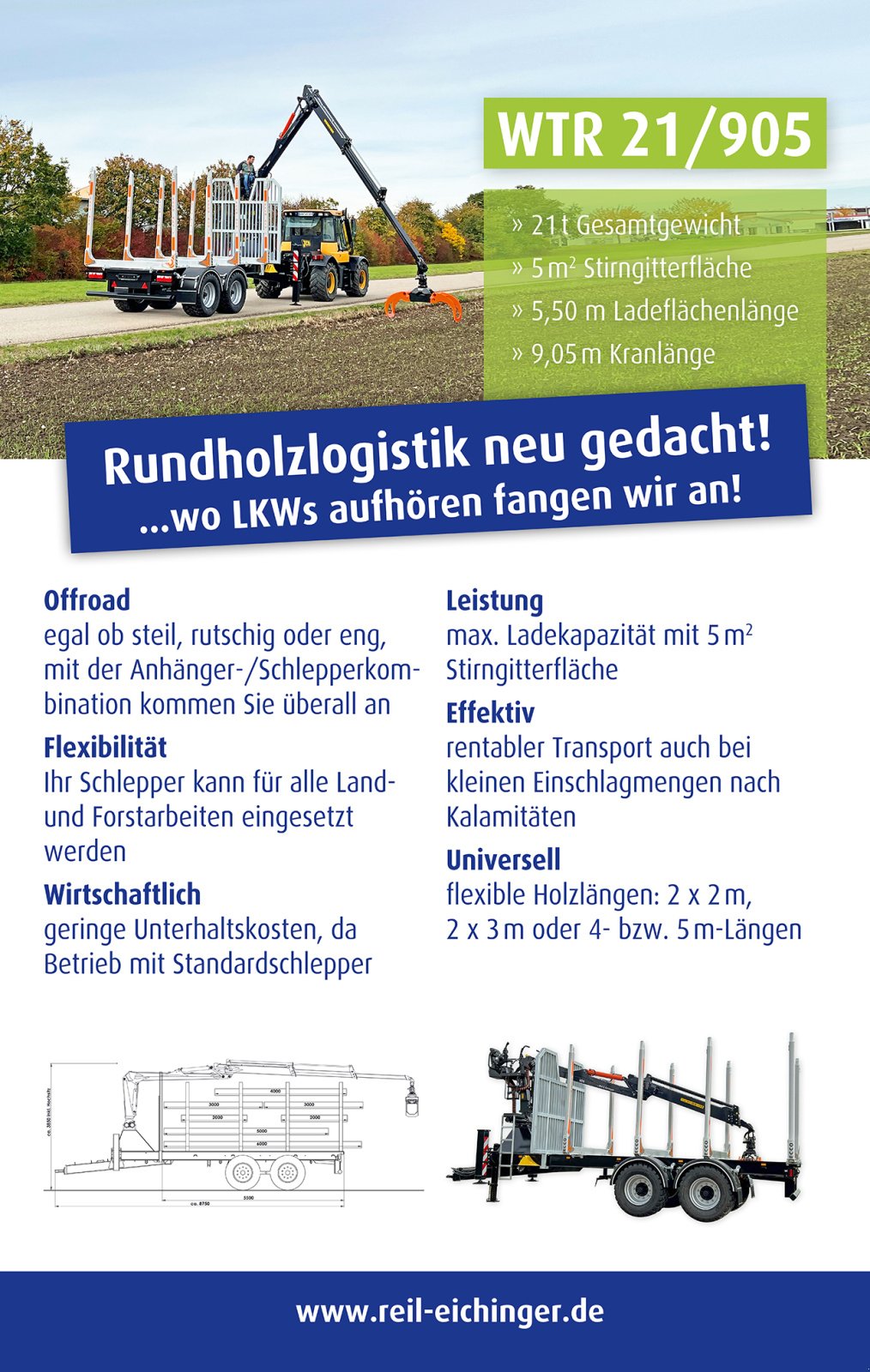Rückewagen & Rückeanhänger des Typs Reil & Eichinger Tandem Kurzholzanhänger WTR 21/905 Rückewagen, Neumaschine in Nittenau (Bild 3)