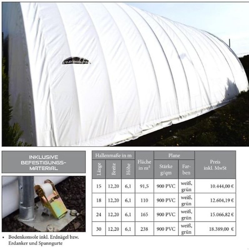 Rückewagen & Rückeanhänger a típus Sonstige Rundbogenhalle Lagerzelt Rundbogenzelt Agrarhalle 12x15m Statik, Gebrauchtmaschine ekkor: Rodeberg OT Eigenrieden (Kép 11)