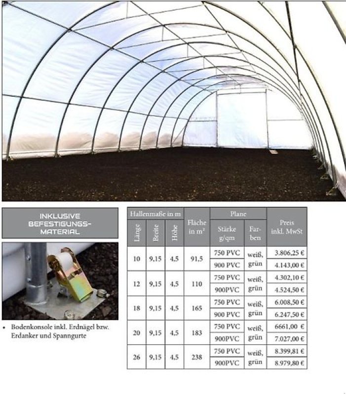 Rückewagen & Rückeanhänger del tipo Sonstige Rundbogenhalle Lagerzelt Rundbogenzelt Agrarhalle 18x9m Statik, Gebrauchtmaschine en Rodeberg OT Eigenrieden (Imagen 8)