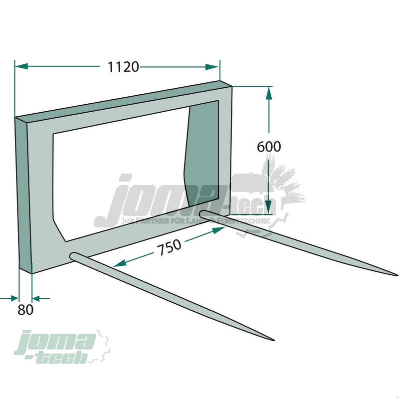 Rundballengabel des Typs Joma-Tech Ballengabel - Ballentransportgabel, Euro-Aufnahme mit 2 Zinken in 810mm oder 1100mm, Neumaschine in Willebadessen (Bild 2)