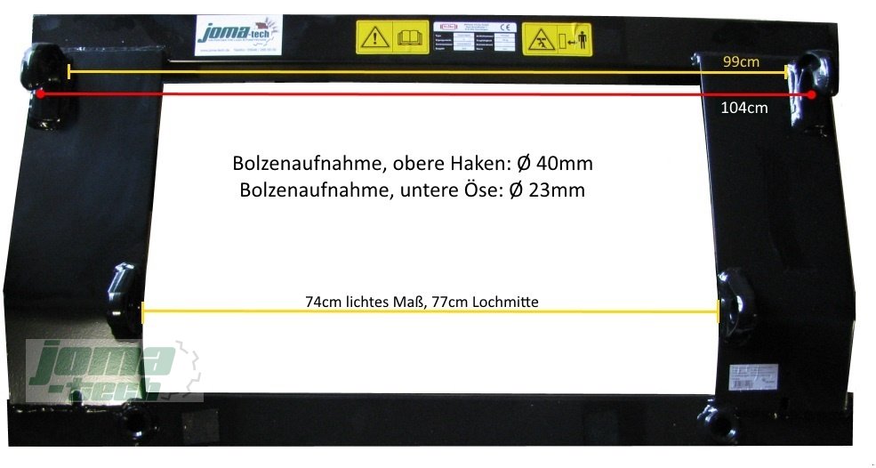 Rundballengabel des Typs Joma-Tech Ballengabel - Ballentransportgabel, Euro-Aufnahme mit 2 Zinken in 810mm oder 1100mm, Neumaschine in Willebadessen (Bild 3)