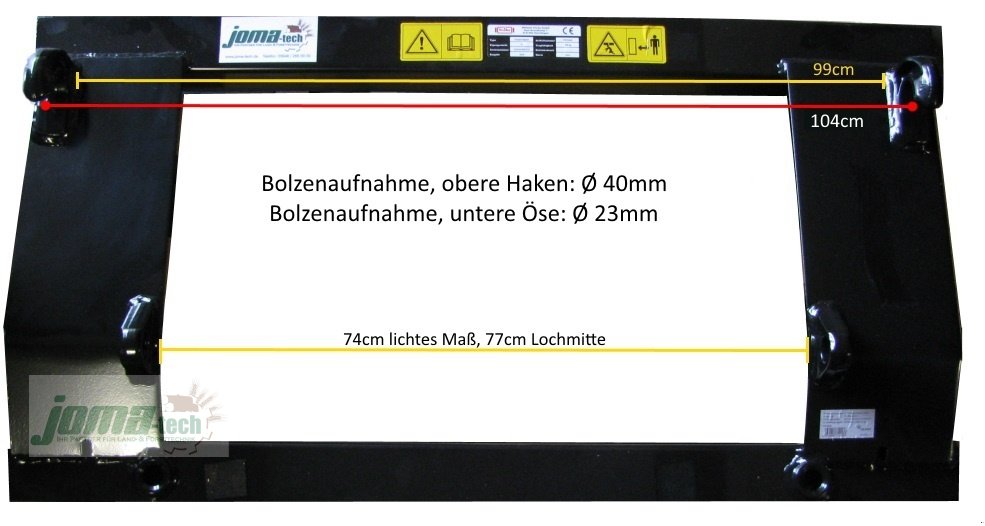 Rundballengabel des Typs Joma-Tech Ballengabel - Ballentransportgabel, Euro-Aufnahme mit 2 Zinken in 810mm oder 1100mm, Neumaschine in Willebadessen (Bild 3)