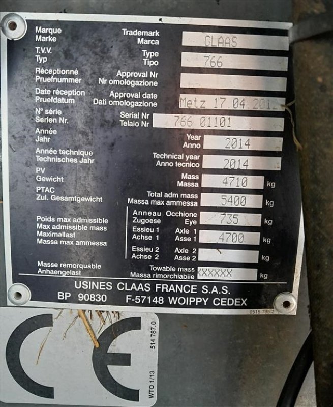 Rundballenpresse типа CLAAS ROLLANT 375 - UNIWRAP, Gebrauchtmaschine в Horsens (Фотография 12)