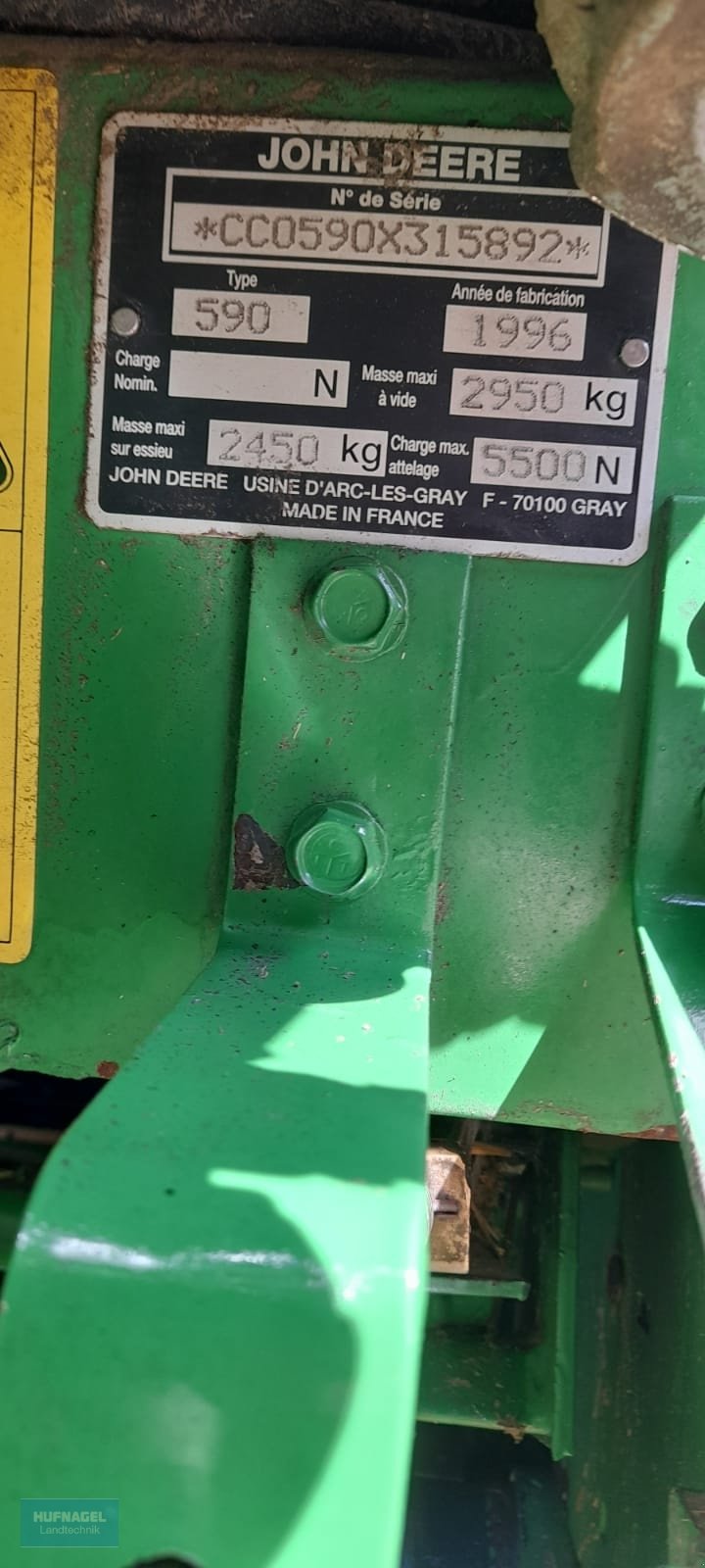 Rundballenpresse du type John Deere 590, Gebrauchtmaschine en Neuhof-Zenn (Photo 9)