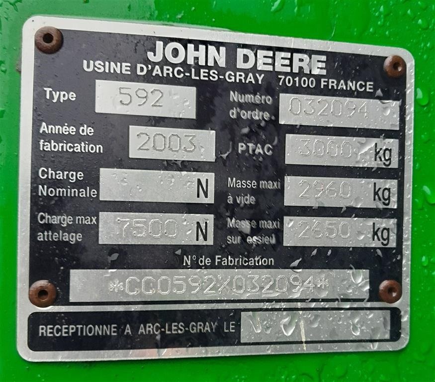 Rundballenpresse typu John Deere 592, Gebrauchtmaschine w Horsens (Zdjęcie 7)