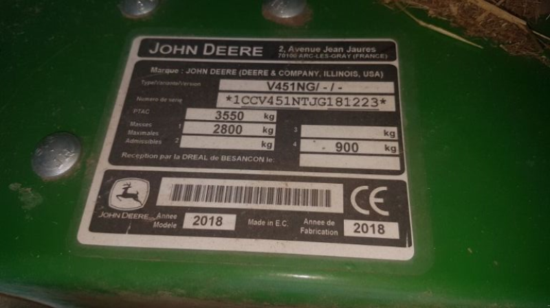 Rundballenpresse typu John Deere V451G, Gebrauchtmaschine w NUAILLE (Zdjęcie 5)