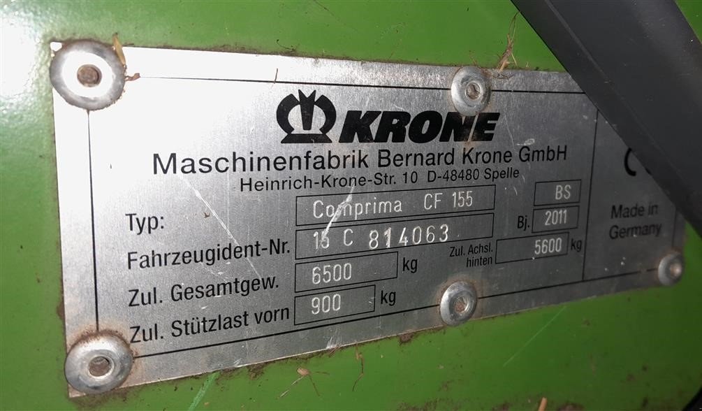 Rundballenpresse Türe ait Krone Comprima CF 155 XC, Gebrauchtmaschine içinde Horsens (resim 8)