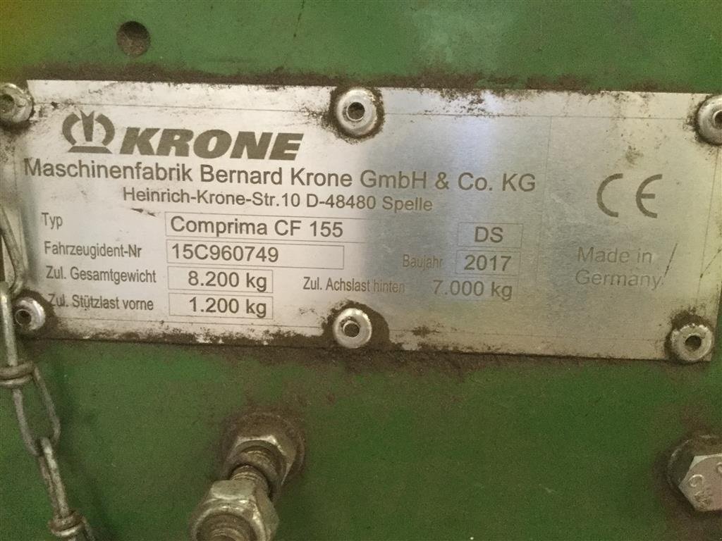 Rundballenpresse typu Krone Comprima CF155 XC Extreme Med næsten nye bånd, Gebrauchtmaschine v Kongerslev (Obrázek 5)