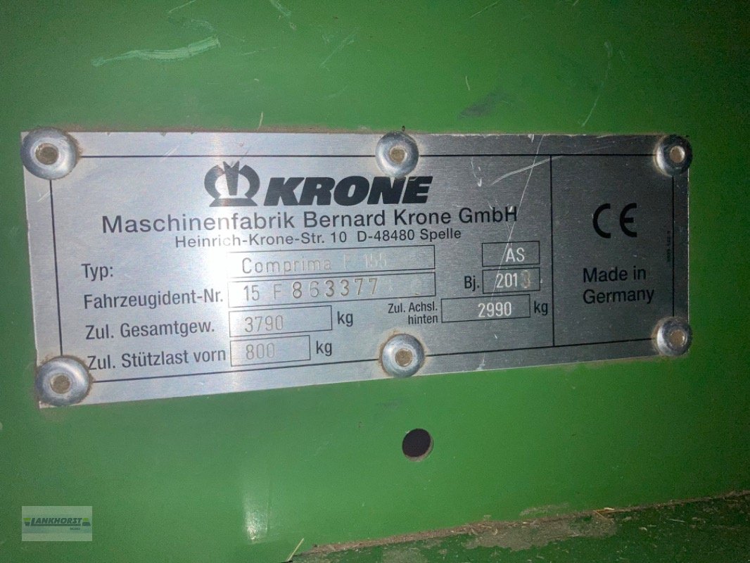 Rundballenpresse Türe ait Krone COMPRIMA F 155 XC, Gebrauchtmaschine içinde Aurich (resim 23)