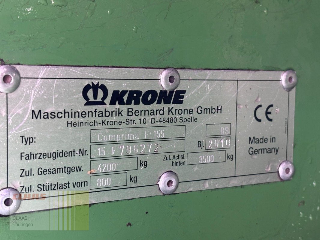 Rundballenpresse του τύπου Krone Comprima F 155, Gebrauchtmaschine σε Vachdorf (Φωτογραφία 10)