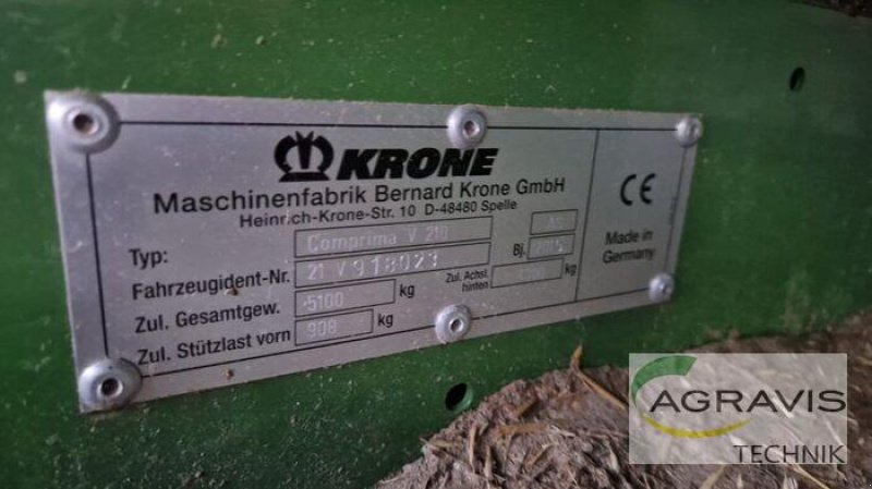 Rundballenpresse типа Krone COMPRIMA V 210 XC, Gebrauchtmaschine в Melle-Wellingholzhausen (Фотография 12)