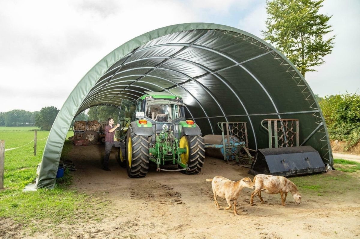 Rundbogenhalle des Typs Toolport Rundbogenhalle 9,15x10m Lagerzelt Zelthalle Lager Zelt grün, Neumaschine in Norderstedt (Bild 1)