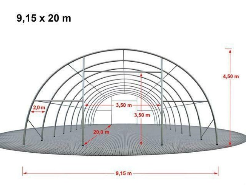 Rundbogenhalle des Typs Toolport Rundbogenhalle 9,15x20m Lagerzelt Zelthalle Industriezelt grün, Neumaschine in Norderstedt (Bild 9)