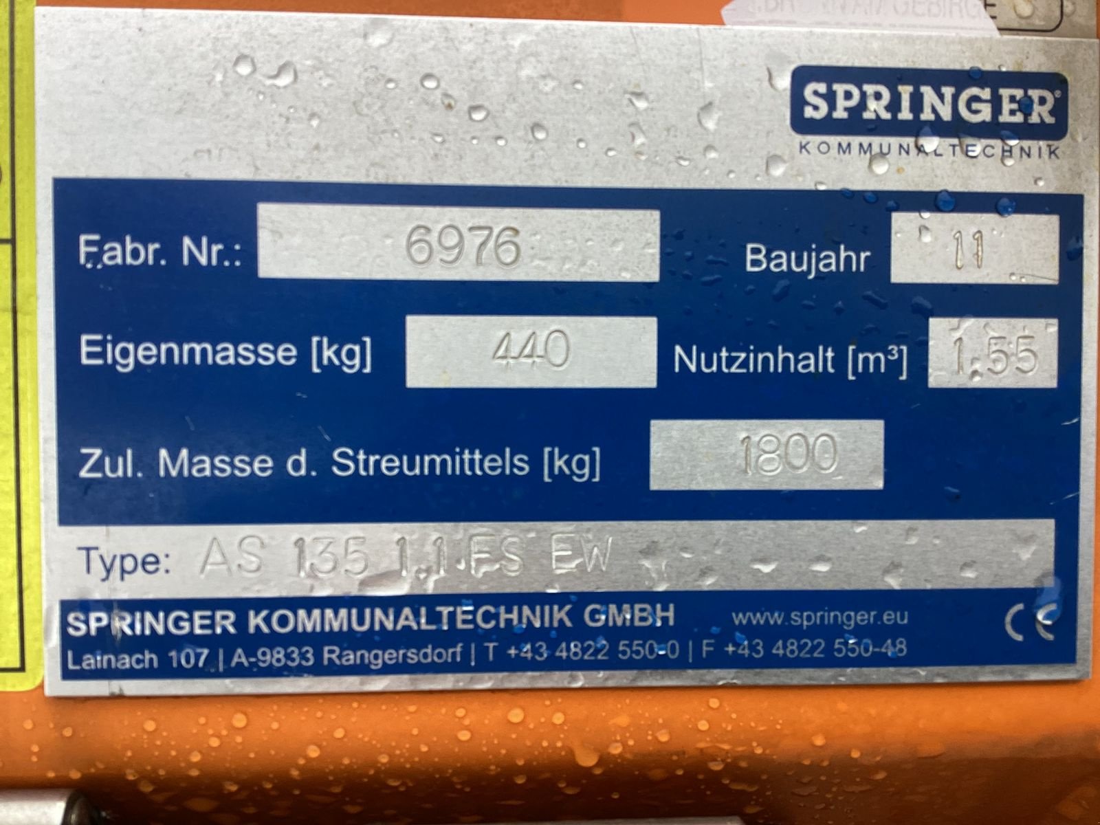 Sandstreuer & Salzstreuer van het type Springer Aufsattelstreuer AS 135, Gebrauchtmaschine in Bezau (Foto 9)