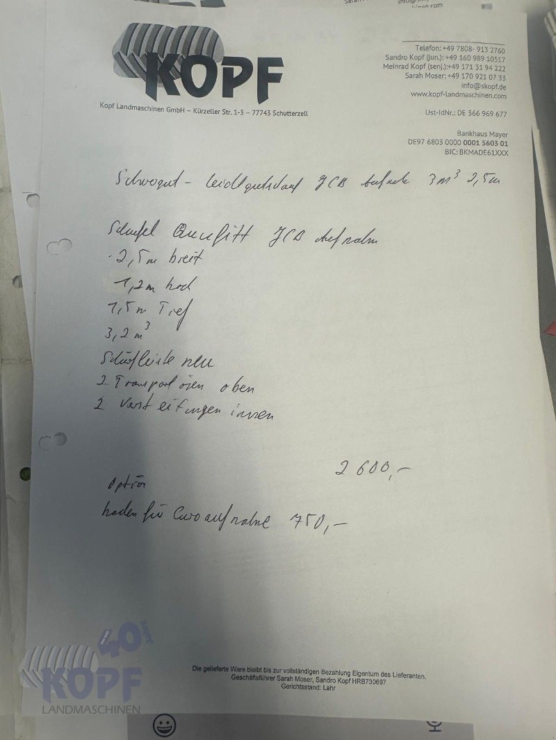 Schaufel typu JCB Schwergut, Leichtgutschaufel JCB-Q-Fit 2,5 m 3m³, Gebrauchtmaschine v Schutterzell (Obrázek 6)