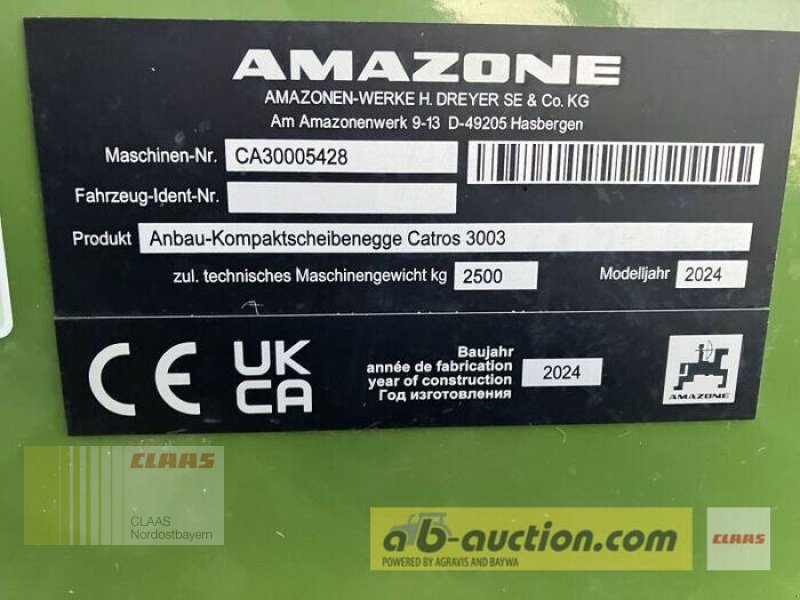 Scheibenegge des Typs Amazone CATROS+ 3003 SPECIAL, Vorführmaschine in Altenstadt a.d. Waldnaab (Bild 14)