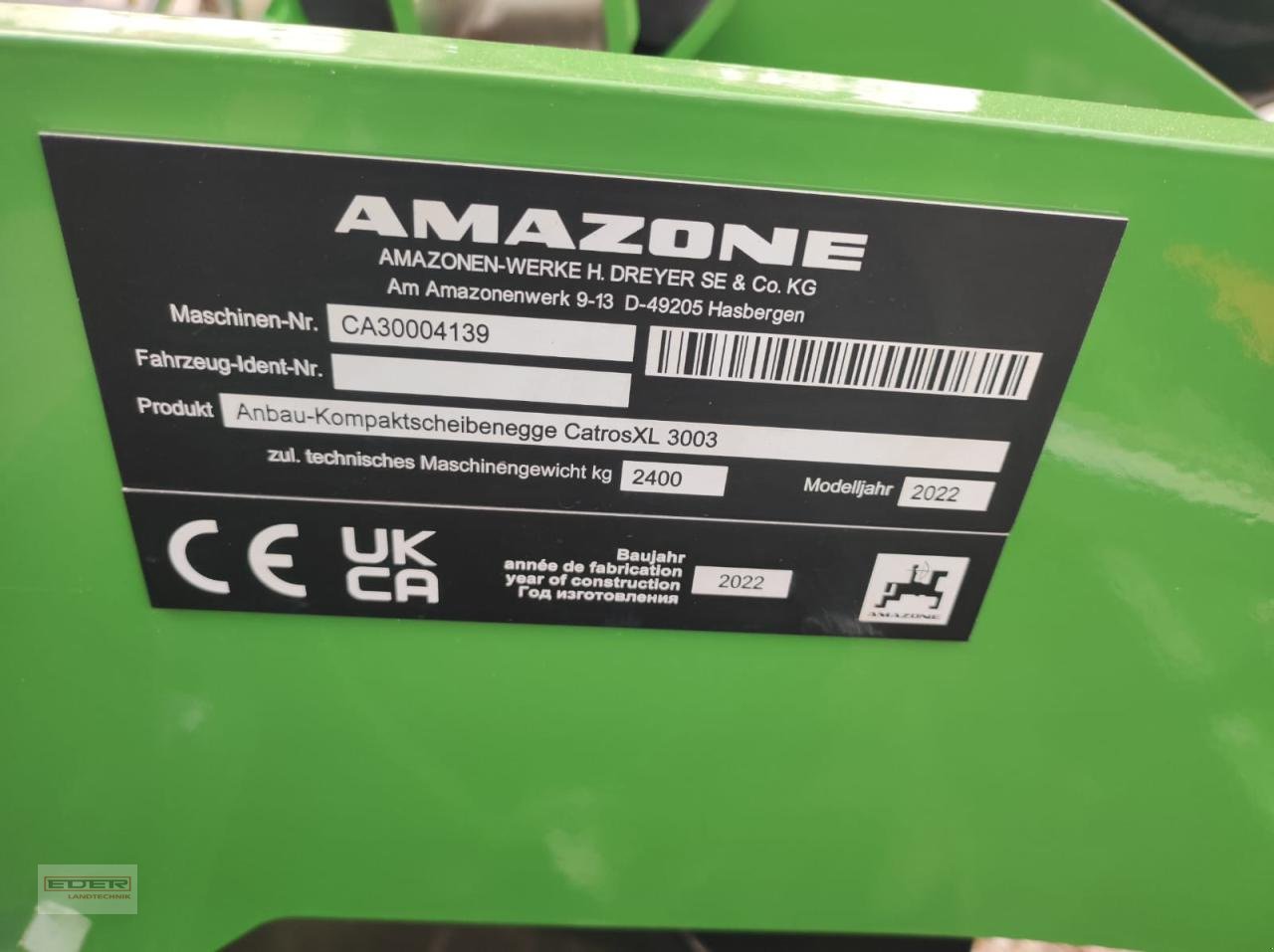 Scheibenegge Türe ait Amazone Catros XL 3003, Neumaschine içinde Luizhausen-Lonsee (resim 11)