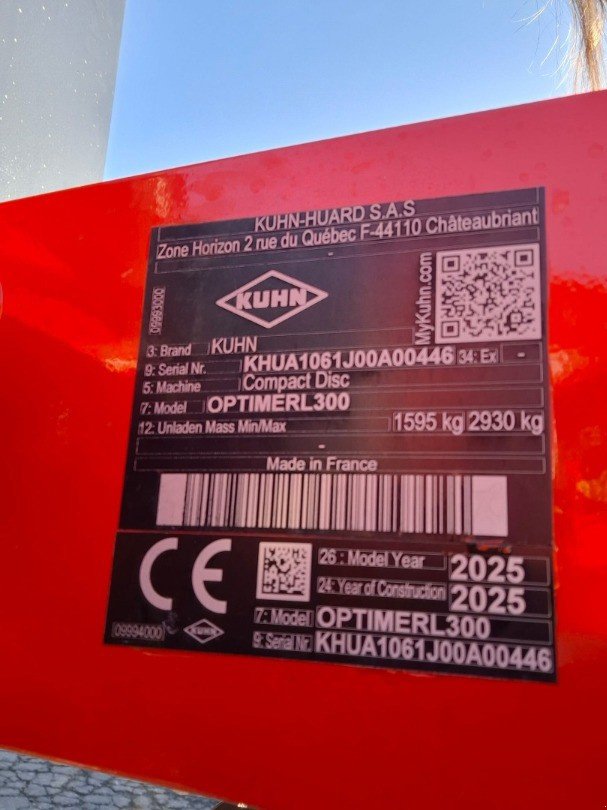 Scheibenegge Türe ait Kuhn Optimer L300, Neumaschine içinde Landquart (resim 11)