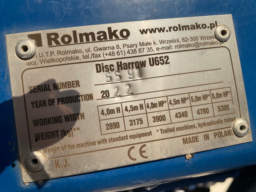 Scheibenegge typu Rolmako Disc Harrow U652, Gebrauchtmaschine v Ebeleben (Obrázok 2)