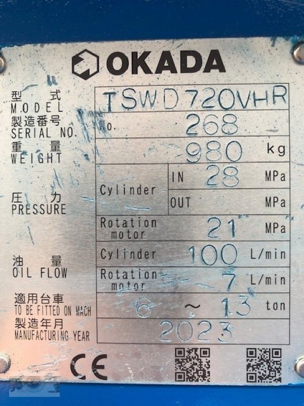 Schere van het type Okada TSWD720 VHR Universal-Abbruchschere, Gebrauchtmaschine in Gescher (Foto 11)