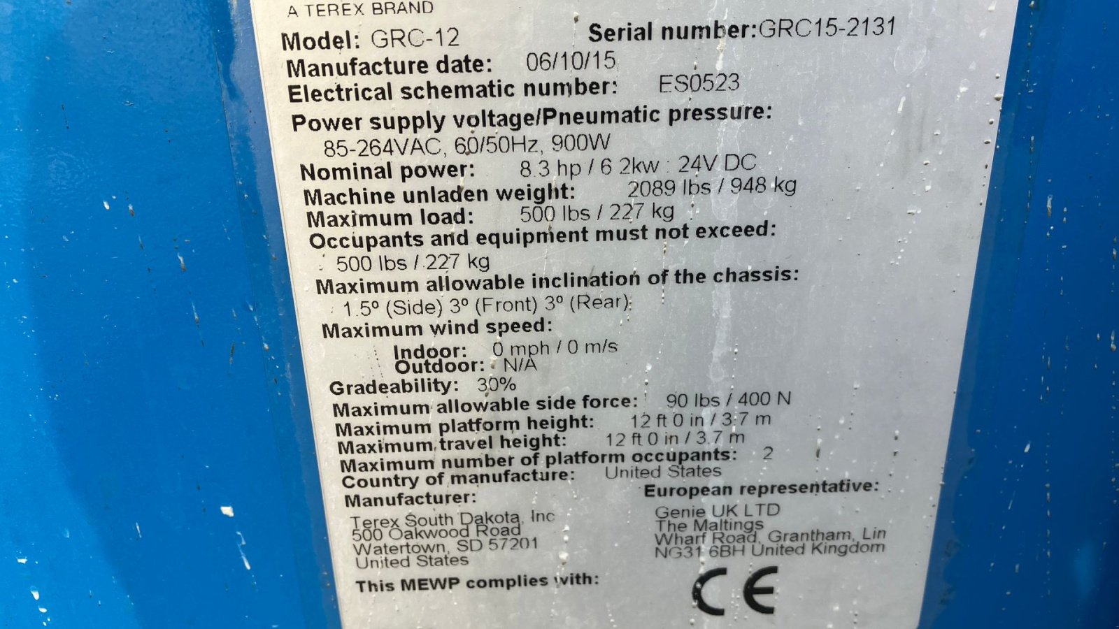 Scherenarbeitsbühne типа Genie GR12 Genie GR12, Gebrauchtmaschine в Horsens (Фотография 5)