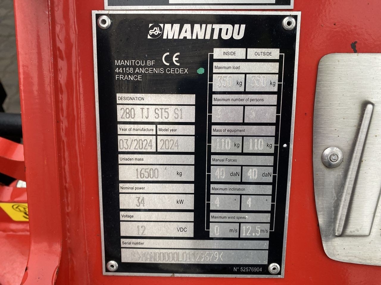 Scherenarbeitsbühne Türe ait Manitou 280TJ ST5, Gebrauchtmaschine içinde Skive (resim 11)